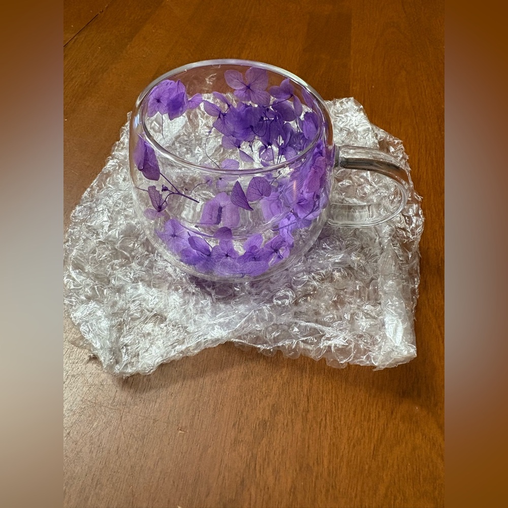 Purple Floral Glass Mug